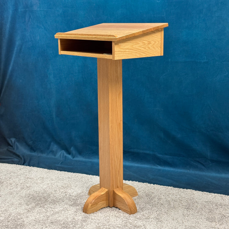 Pedestal Lectern PSS243 - Solid Oak Podium with Clear Natural Finish QUICK SHIP