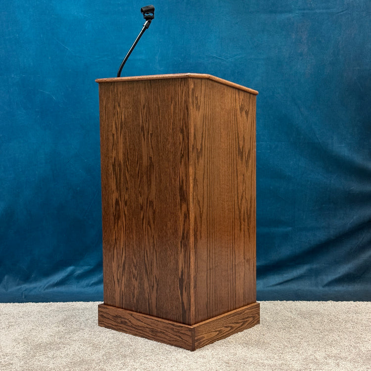 Graduate™ Podium GRAD411 – Solid Oak Wood Lectern with Shelves & Casters