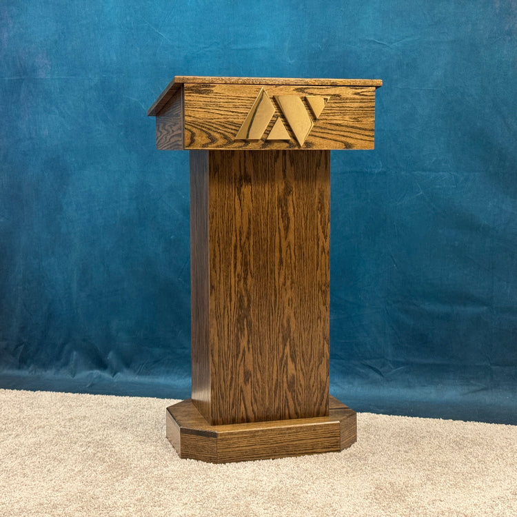 Senator™ Podium – Handcrafted Solid Oak Lectern with Storage & Mobility
