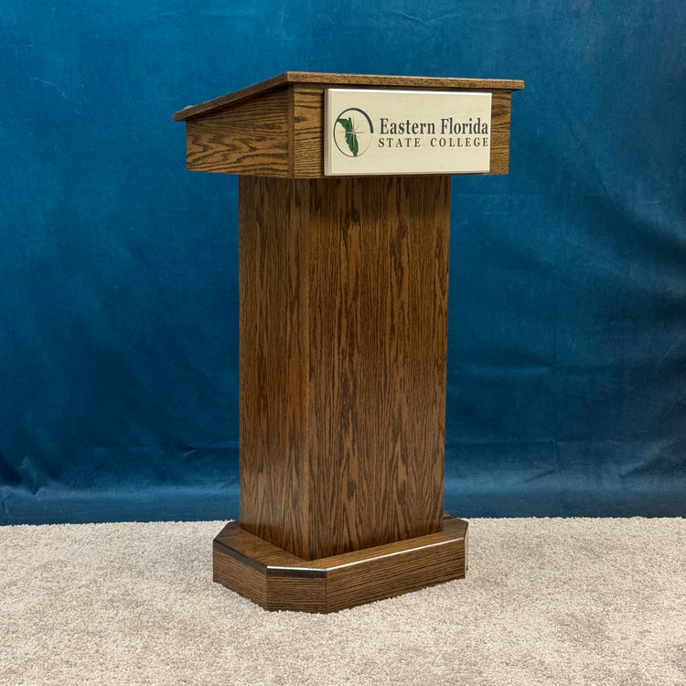 Senator™ Podium – Handcrafted Solid Oak Lectern with Storage & Mobility
