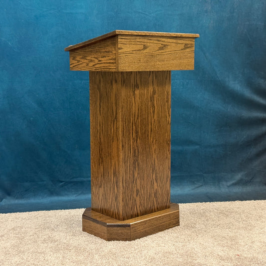 Senator™ Podium – Handcrafted Solid Oak Lectern with Storage & Mobility