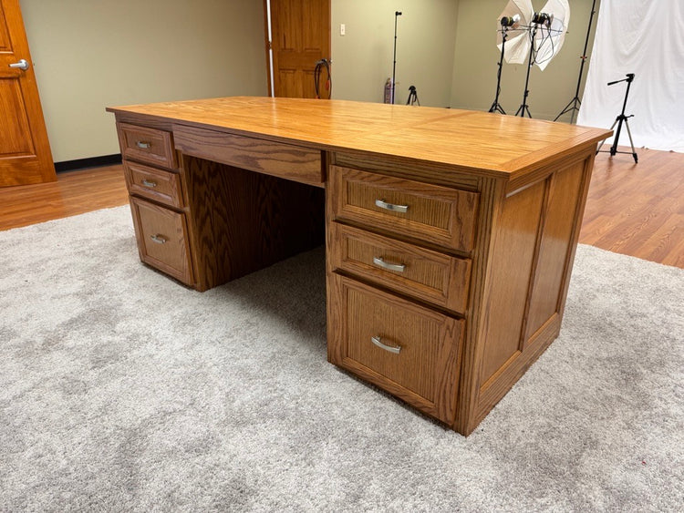 St. James Desk - 3 Faceted Solid Oak Office and Reception Desk