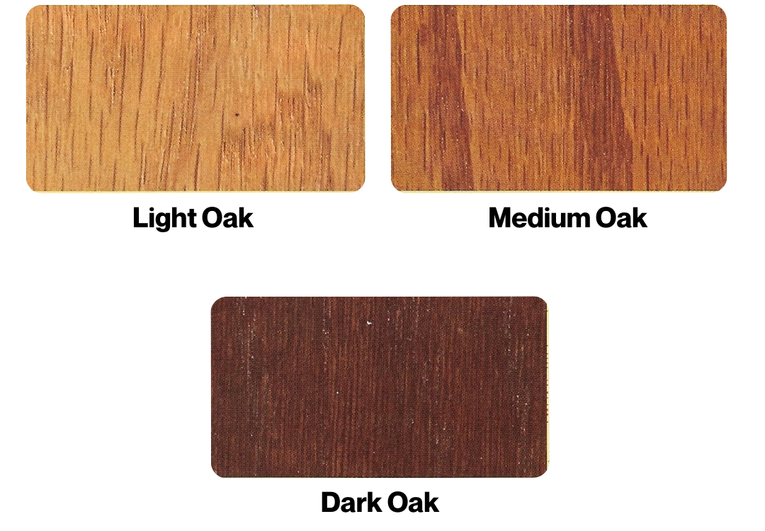 "A detailed stain key showcasing various wood stain samples with different hues, demonstrating a range of finishes and tones for wood surfaces."