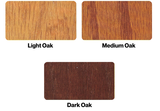 "A detailed stain key showcasing various wood stain samples with different hues, demonstrating a range of finishes and tones for wood surfaces."