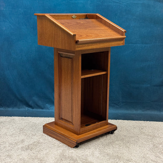 Mahogany counselor podium with English chestnut stain