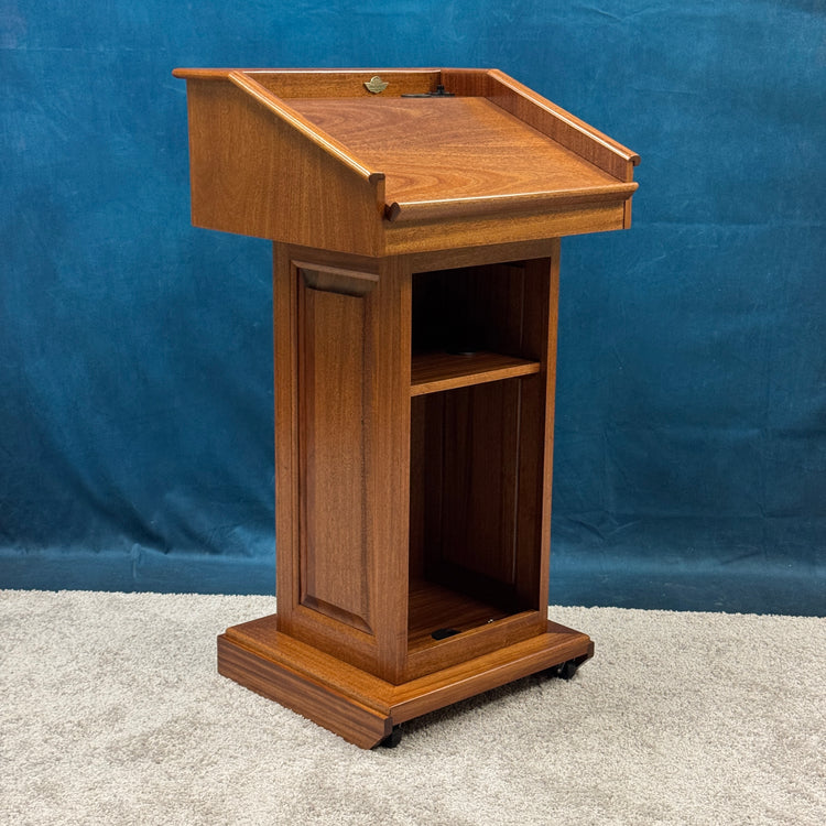 Mahogany counselor podium with English chestnut stain
