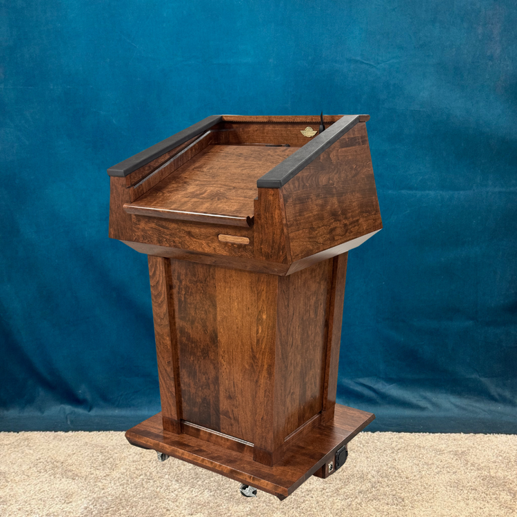 Presidential Lift™ Podium – Height Adjustable Wooden Lectern with Power Lift