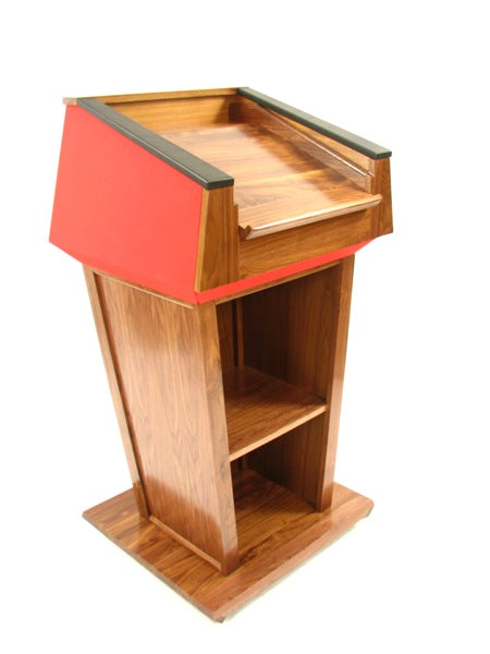 Presidential™ Bullet Resistant Lectern with solid hardwood construction, designed for secure and professional environments. Features sleek, modern design with a protective bullet-resistant shield, ideal for high-security settings like government offices or public events. American made durable  