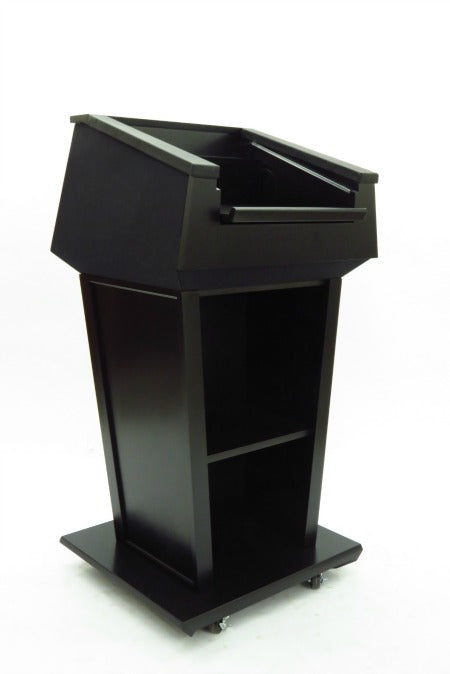 Presidential™ Bullet Resistant Lectern with solid hardwood construction, designed for secure and professional environments. Features sleek, modern design with a protective bullet-resistant shield, ideal for high-security settings like government offices or public events. American made durable  