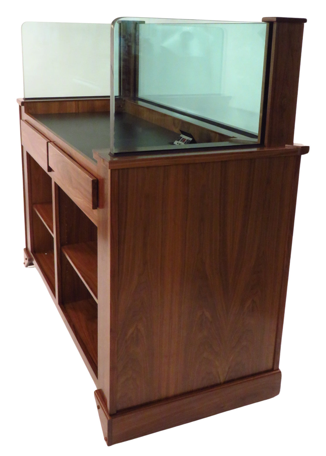 Protector™ Command Center - NIJ3 Bullet Resistant Workstation featuring a rugged, fortified design with reinforced bulletproof panels, providing maximum security and protection. The workstation offers ample storage and workspace, ideal for command centers in high-security environments." AMERICAN MADE