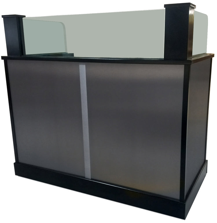 Protector™ Command Center - NIJ3 Bullet Resistant Workstation featuring a rugged, fortified design with reinforced bulletproof panels, providing maximum security and protection. The workstation offers ample storage and workspace, ideal for command centers in high-security environments." AMERICAN MADE