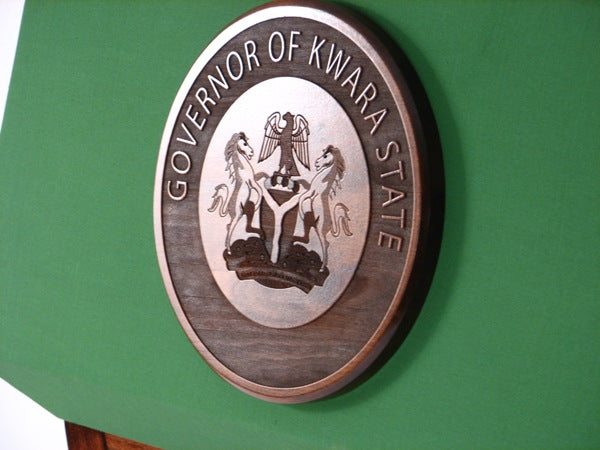 Precision laser-engraved magnetic plaque or direct engraving on lectern, up to 12 inches.