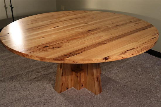 Luxury round conference table handcrafted from solid rustic hickory, 72-inch diameter, perfect for executive offices and boardrooms