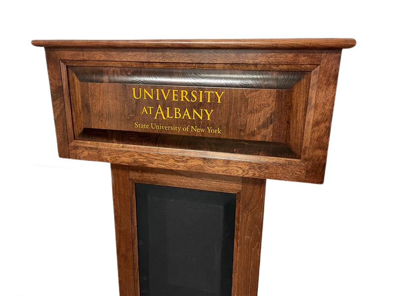 Custom engraved and painted seal for lecterns, up to 12 inches, for a premium and detailed finish.