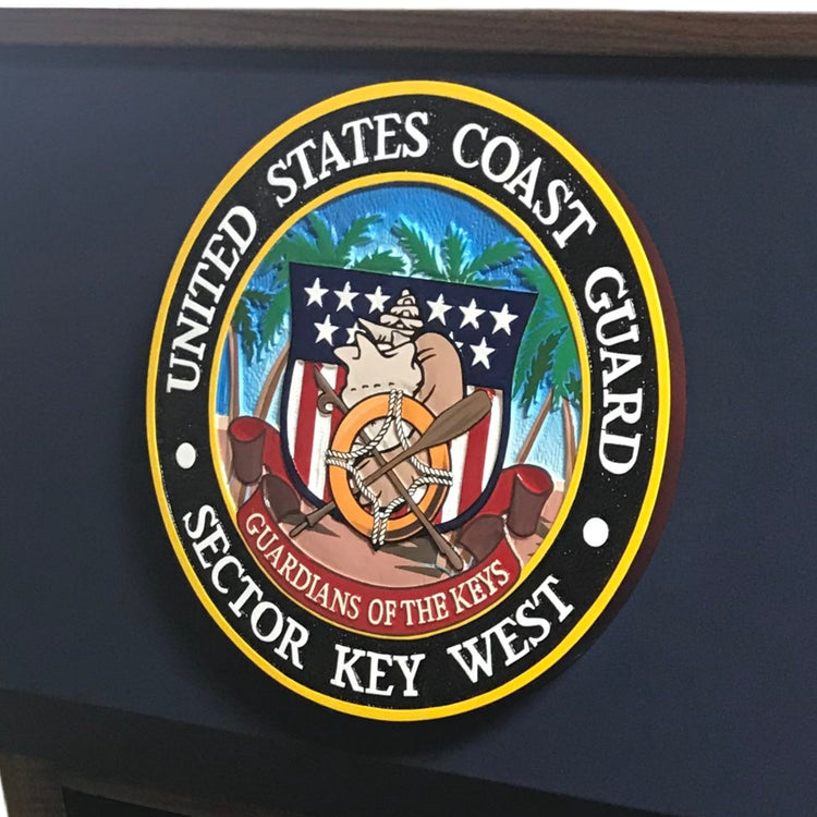 Custom engraved and painted seal for lecterns, up to 12 inches, for a premium and detailed finish.
