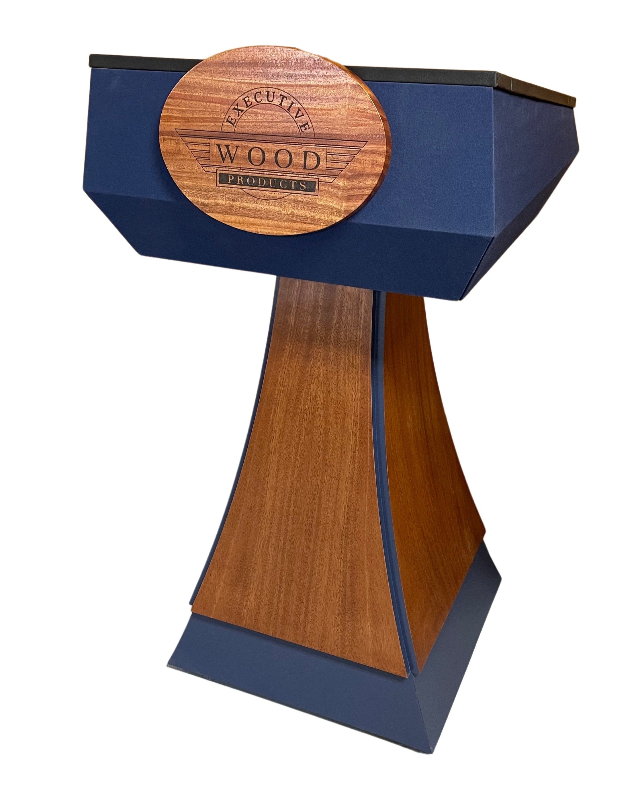 "StatesMan™ VP Solidwood Handcrafted Lectern, showcasing a refined, classic design with expert craftsmanship. Built from high-quality solid wood, this lectern offers a professional and elegant solution for speeches, presentations, and conferences