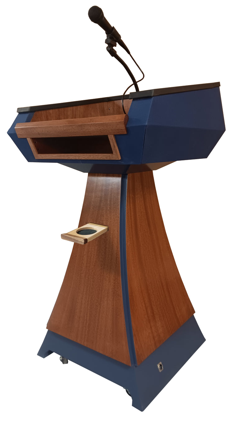 "StatesMan™ VP Solidwood Handcrafted Lectern, showcasing a refined, classic design with expert craftsmanship. Built from high-quality solid wood, this lectern offers a professional and elegant solution for speeches, presentations, and conferences