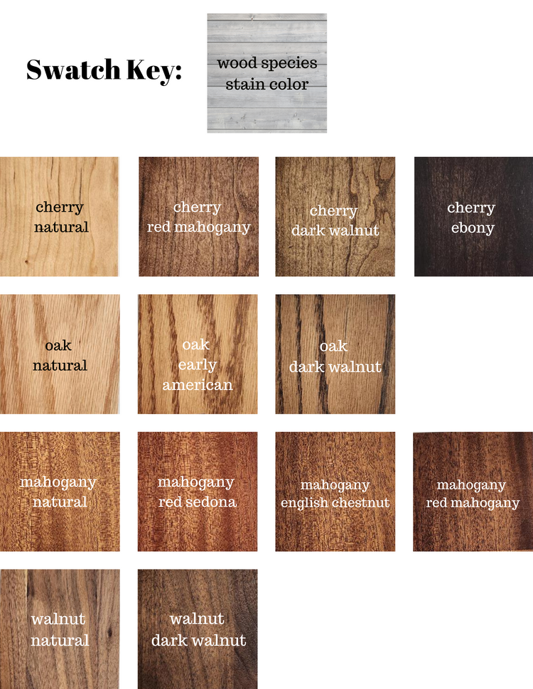 SWATCH KEY WOOD SPECIES STAIN COLOR CHESTNUT MAHOGANY