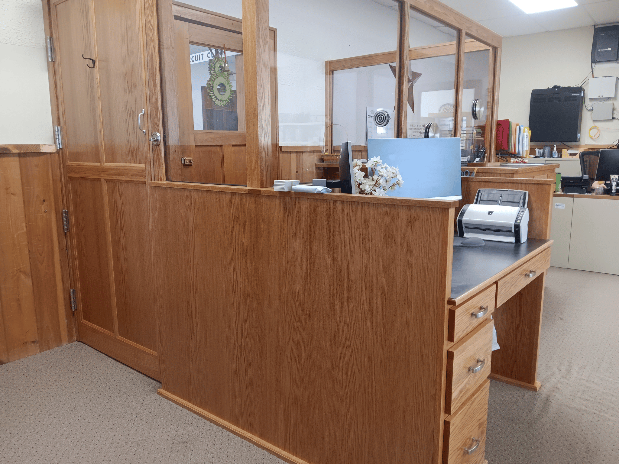 Slab Door – Solid wood bullet-resistant door with NIJ Level 3 steel core for maximum security and privacy. No window included.