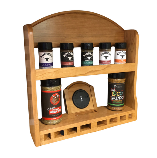 SmartSpice Spice rack. Wood handcrafted technology charging phone. Creative wooden item