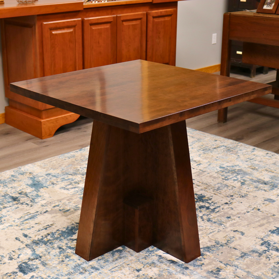 Handcrafted Square Luxury Cherry Wood Table with a rich, deep finish, showcasing elegant craftsmanship and designed for executive office settings, offering a sophisticated and durable workspace. American made 