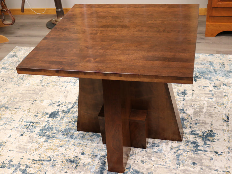 Handcrafted Square Luxury Cherry Wood Table with a rich, deep finish, showcasing elegant craftsmanship and designed for executive office settings, offering a sophisticated and durable workspace. American made 