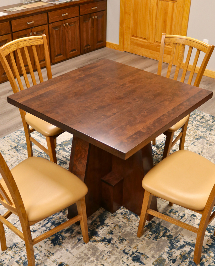 Handcrafted Square Luxury Cherry Wood Table with a rich, deep finish, showcasing elegant craftsmanship and designed for executive office settings, offering a sophisticated and durable workspace. American made 