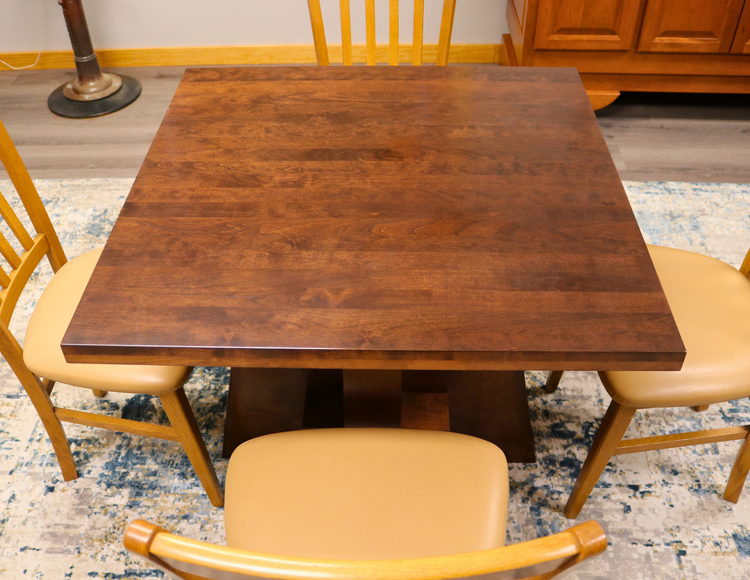 Handcrafted Square Luxury Cherry Wood Table with a rich, deep finish, showcasing elegant craftsmanship and designed for executive office settings, offering a sophisticated and durable workspace. American made 