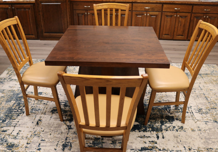 Handcrafted Square Luxury Cherry Wood Table with a rich, deep finish, showcasing elegant craftsmanship and designed for executive office settings, offering a sophisticated and durable workspace. American made 