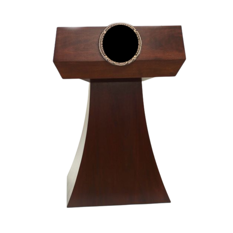 "StatesMan™ Handcrafted Solid Hardwood Lectern, featuring a polished, elegant design with durable craftsmanship. Ideal for professional presentations, speeches, and conferences, offering a sophisticated touch to any setting."