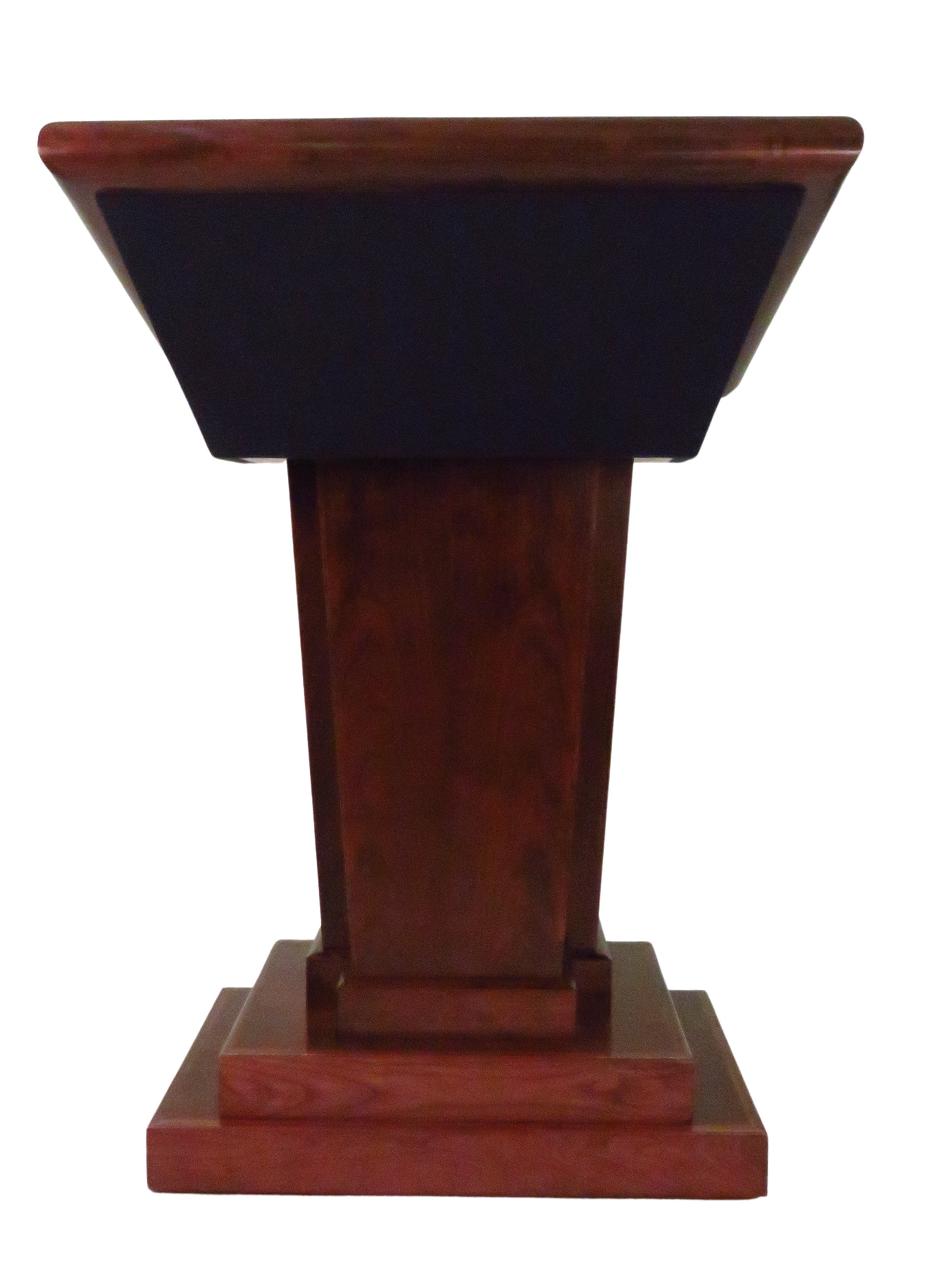 Handcrafted Titan Lectern with solid wood trim, large work surface, XLR ports, and hidden book storage, built for professional presentations.