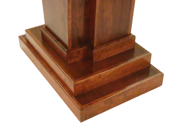 Handcrafted Titan Lectern with solid wood trim, large work surface, XLR ports, and hidden book storage, built for professional presentations.