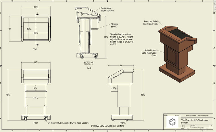 The Keynote Solid Hardwood Lectern / Podium