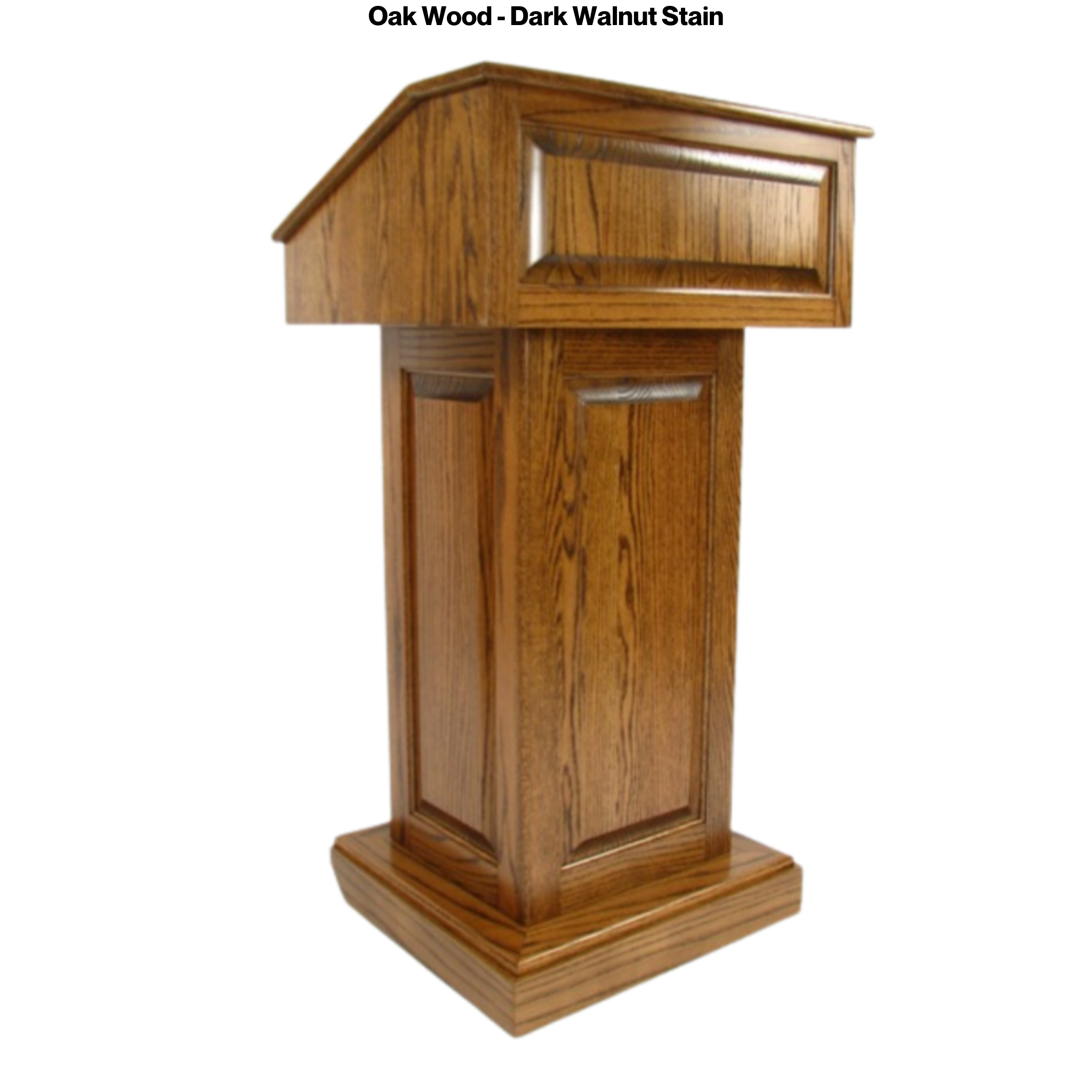 Counselor™ Podium, handcrafted in the USA with premium hardwood, adjustable work surface, built-in storage, and hidden casters.