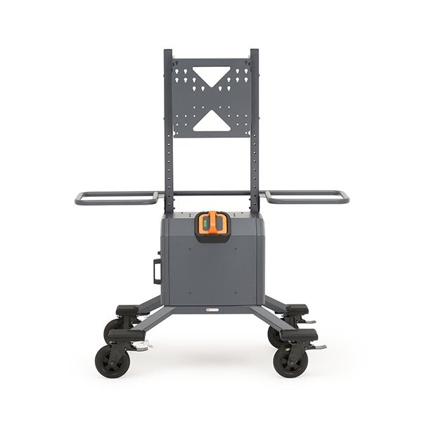 Cordless Explorer AV display cart with locking casters and integrated battery system