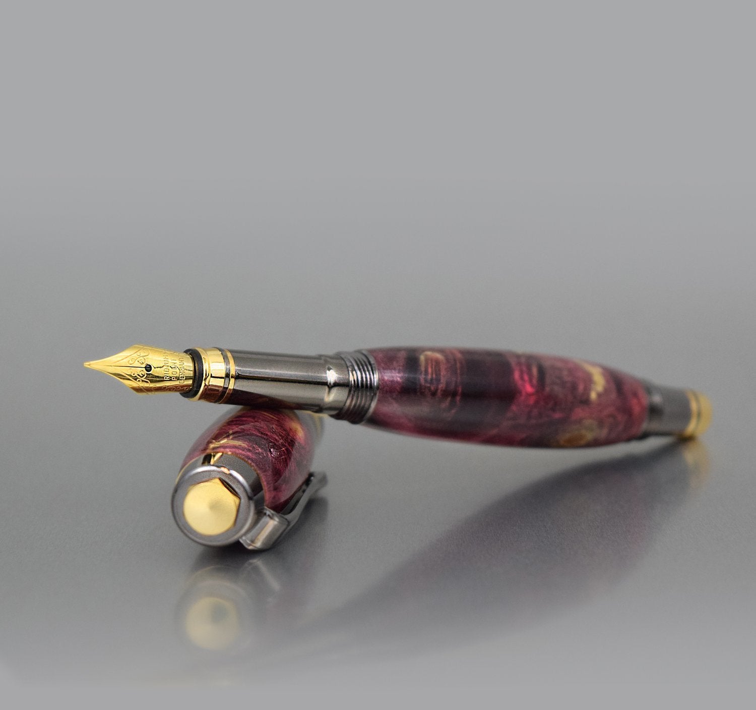 Luxury Buckeye Burl fountain pen with high-gloss finish