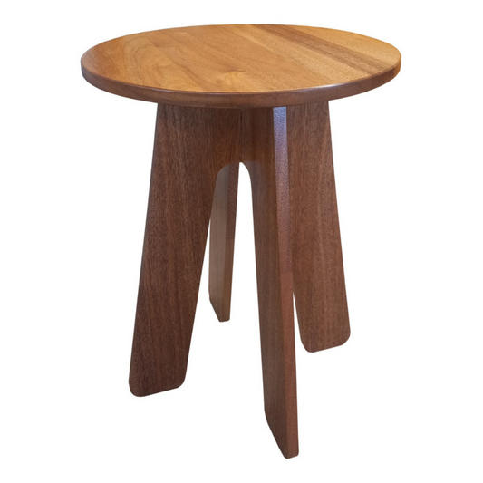 Portable solid mahogany side table for camping, poolside, and outdoor use with lightweight, sturdy design.