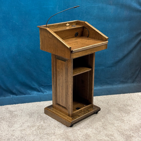 Wooden podium with reading light for lecterns