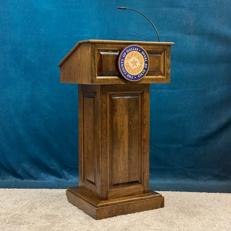 cherry counselor podium with dark walnut stain