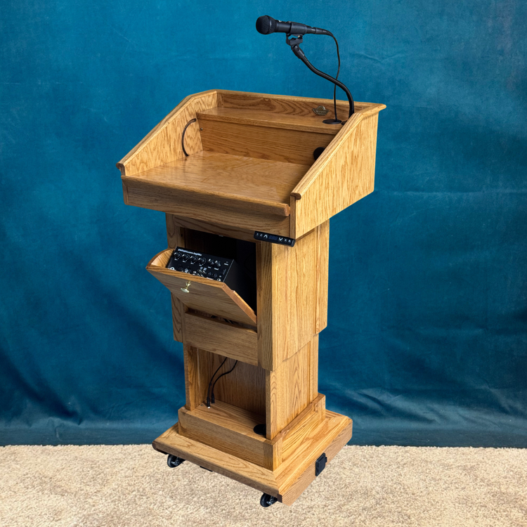 Counselor Evolution Lift™ Lectern - Height Adjustable Podium with Premium Sound System