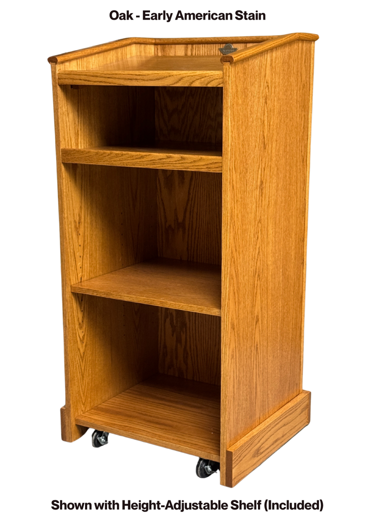 Graduate™ Podium GRAD411 – Solid Wood Lectern with Shelves & Casters