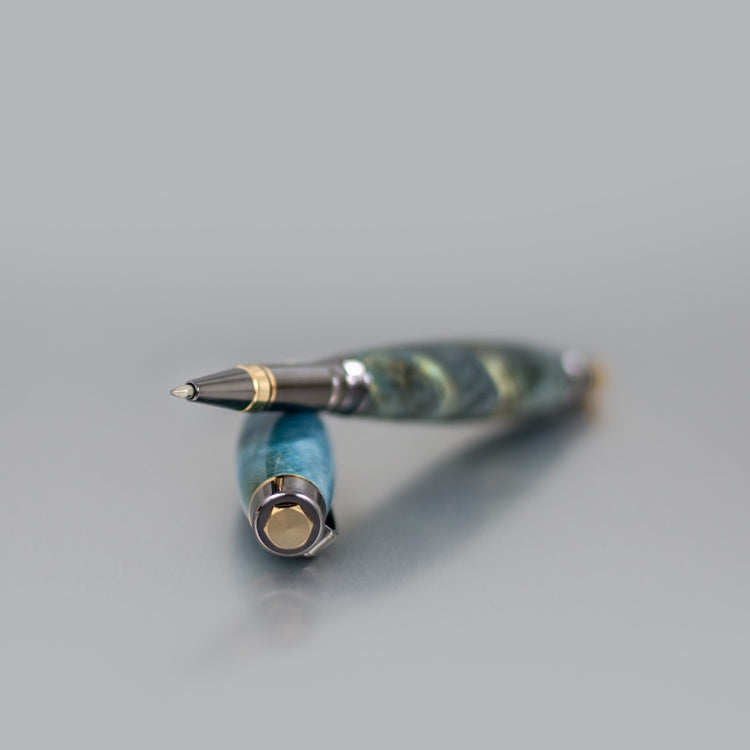 Heirloom-quality Buckeye Burl rollerball pen with refillable ink