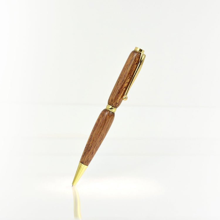 Handcrafted Mahogany wood pen with glossy finish and refillable black ballpoint ink insert