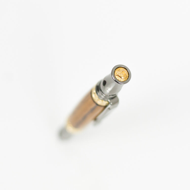 Handcrafted Marblewood rollerball pen with 24K gold accents