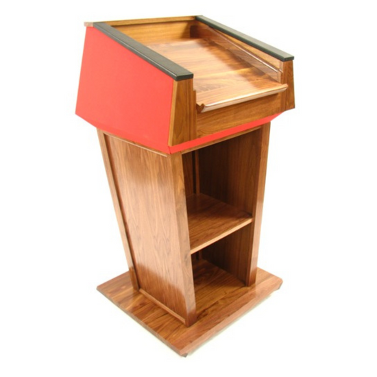 Presidential™ Bullet Resistant Lectern with solid hardwood construction, designed for secure and professional environments. Features sleek, modern design with a protective bullet-resistant shield, ideal for high-security settings like government offices or public events. American made durable  