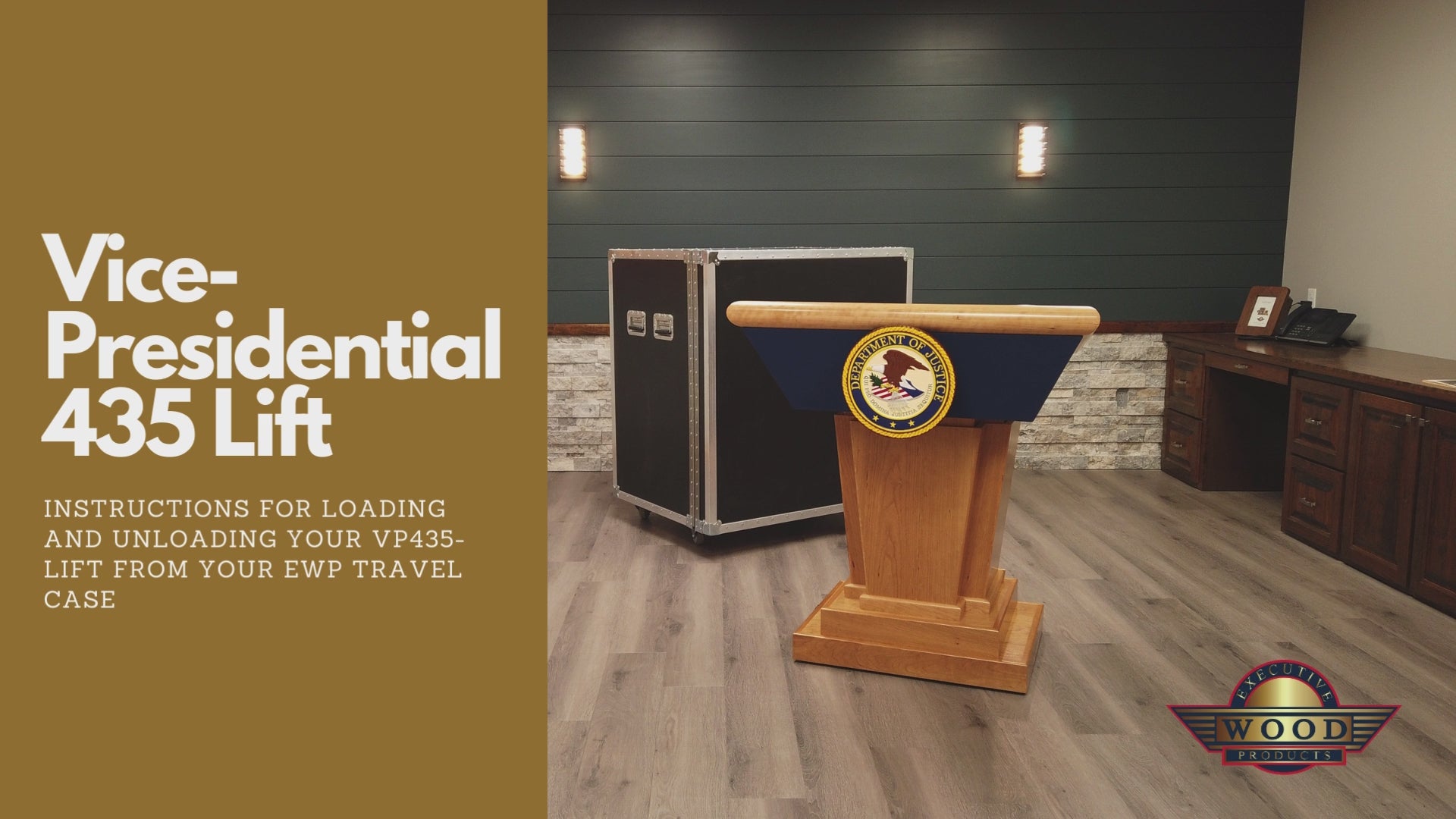Video for loading and unloading a heavy lectern in and out of the travel case.