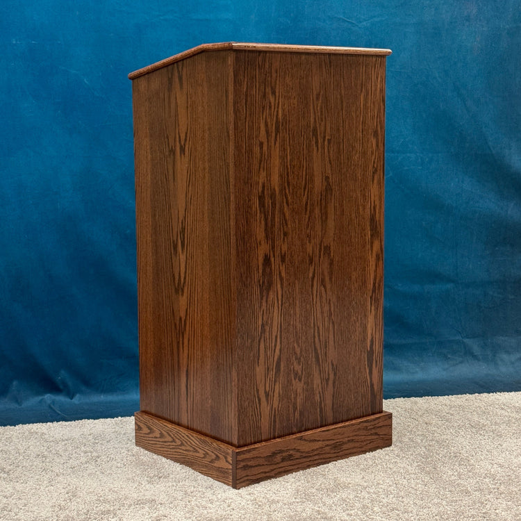 oak graduate podium with red mahogany stain