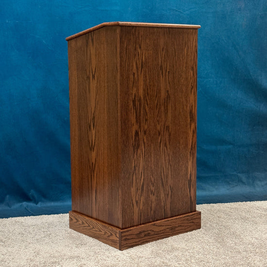 oak graduate podium with red mahogany stain