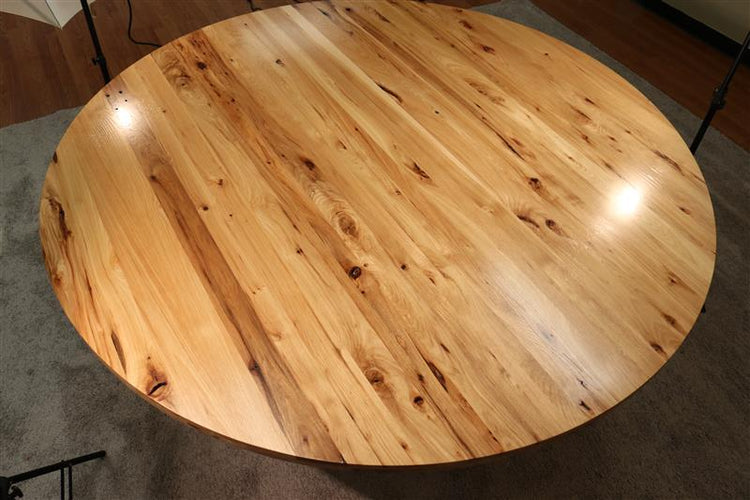 Luxury round conference table handcrafted from solid rustic hickory, 72-inch diameter, perfect for executive offices and boardrooms