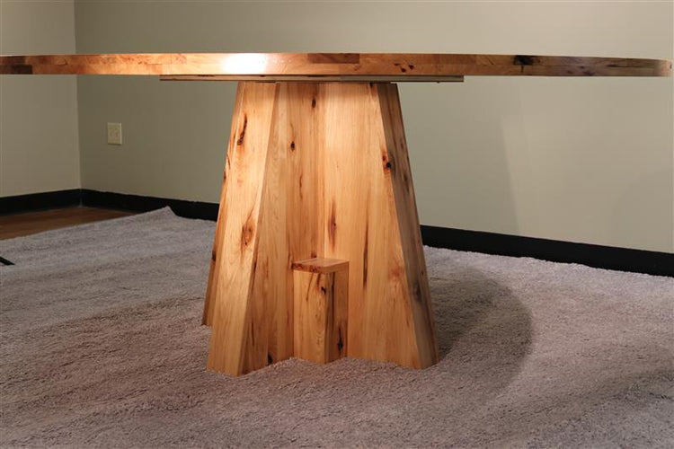 Luxury round dining table handcrafted from solid rustic hickory, 72-inch diameter, perfect for executive offices and boardrooms